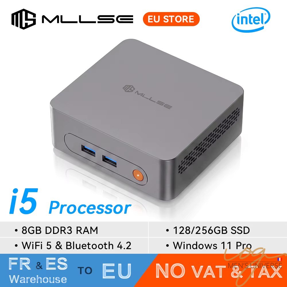Mini PC de Bureau Intel Core i5-4310U 8 Go RAM DDR3 SSD 128 Go Wi-Fi 5 Bluetooth 4.2 Windows 11 Ordinateur Compact Ménage