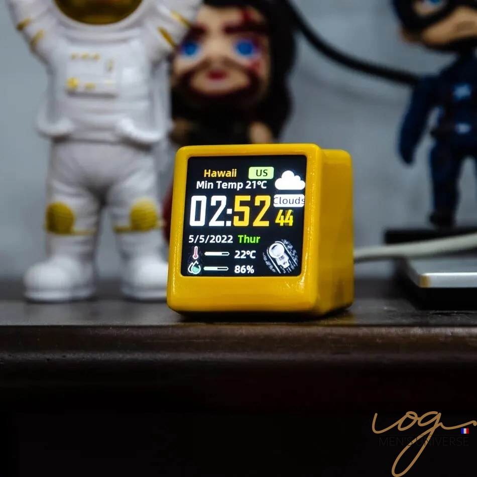 Mini station météo numérique WiFi avec écran LCD IPS, horloge de bureau intelligente, gadget déco