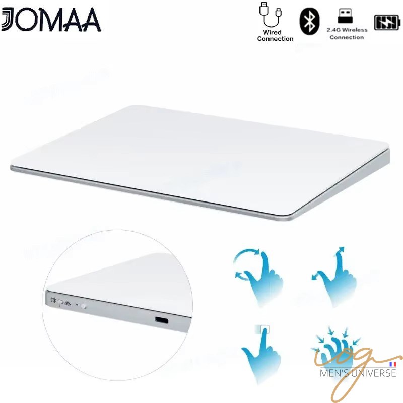 Pavé Tactile Bluetooth Sans Fil Multifonction 203×152 mm Compatible Windows Mac OS PC Portable Blanc