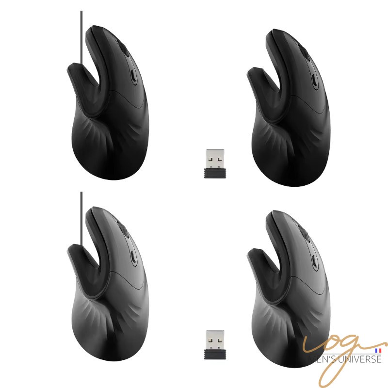 Souris ergonomique verticale sans fil rechargeable 2.4GHz DPI réglable silencieuse pour ordinateur portable PC