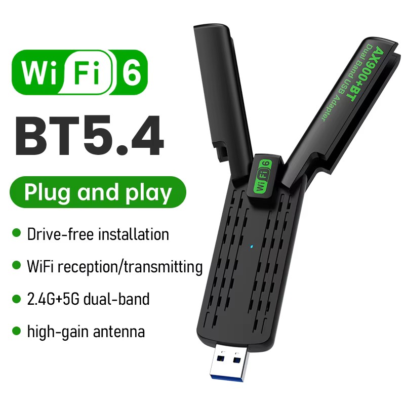 Adaptateur WiFi 7 USB 3.0 6500Mbps Tri-Bande 2.4G/5G/6GHz 802.11BE Dongle Sans Fil pour PC Windows 10/11 Linux